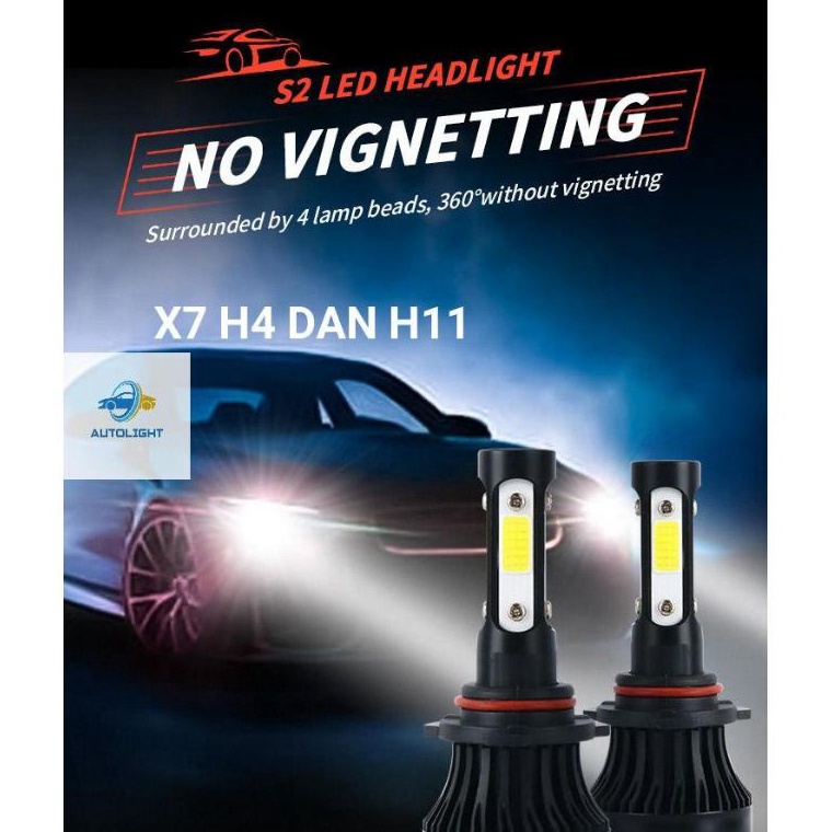 KODE V44D Lampu LED Utama Depan Mobil 4 Sisi X7 H4 Dan H11 H7 Lampu Mobil COB Super Bright harga 1 P