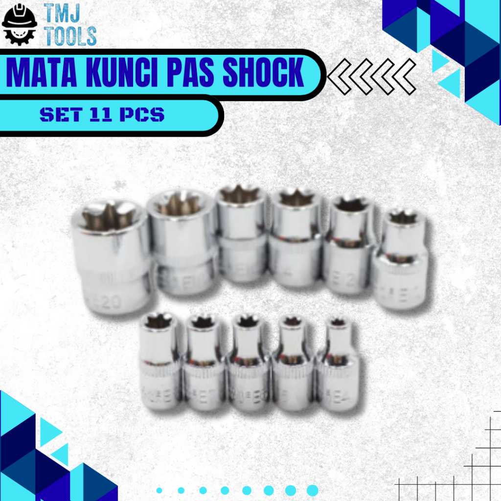 Mata Kunci Pas Shock Set 11 Pcs Impact Wrench Tools Kit Adaptor Kunci Pas Sok Sock Adapter Alat Tekn