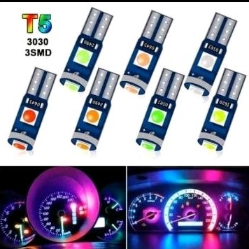 1pc lampu cucuk led speedometer 3 mata led top gir t5 smd led 12 volt motor mobil bisa pakai warna w