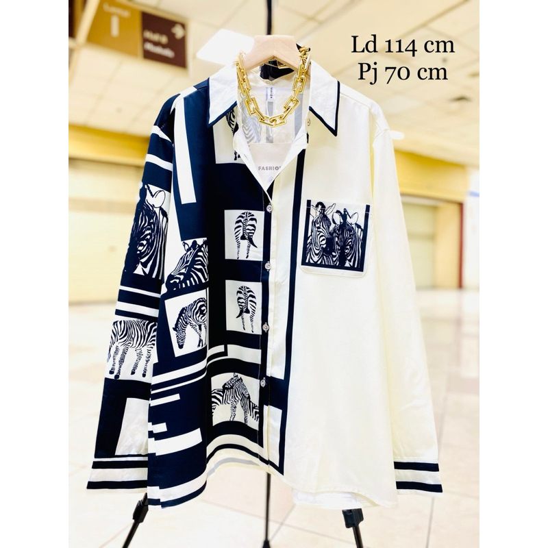 KEMEJA ZEBRA CANTIK SELA SAUKIA LD 114 PJG 70 ORI FASHION BANGKOK IMPORT