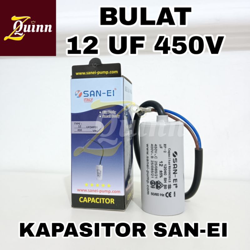 Kapasitor San-Ei 12 UF 450V Bulat Original Kapasitor Sanei 12 Mikro