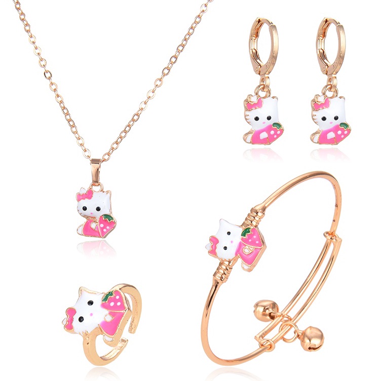 Model Unik  HYL JEWELRY COD Set Perhiasan Titanium Anak Wanita Anti Lapis Emas Karat Isi Love Silver
