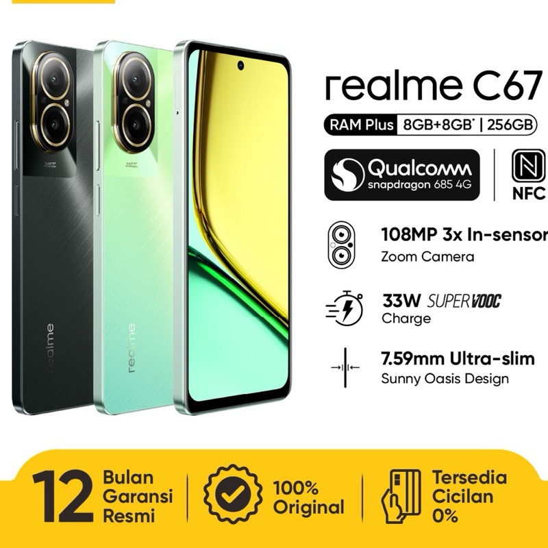 Realme C67 NFC [8GB+8GB/128GB] [8GB+8GB/256GB] Garansi Resmi Realme 1 Tahun