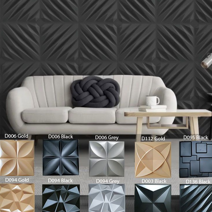 Diskon GOLD BLACK GREY PINK GREEN 5cm 3D wall panel Wallpanel pvc