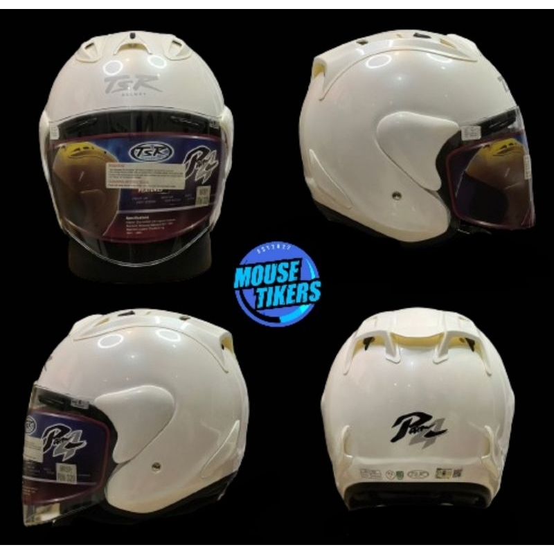Helm/Helmet TSR Ram4 Glass Solid White/Putih Polos