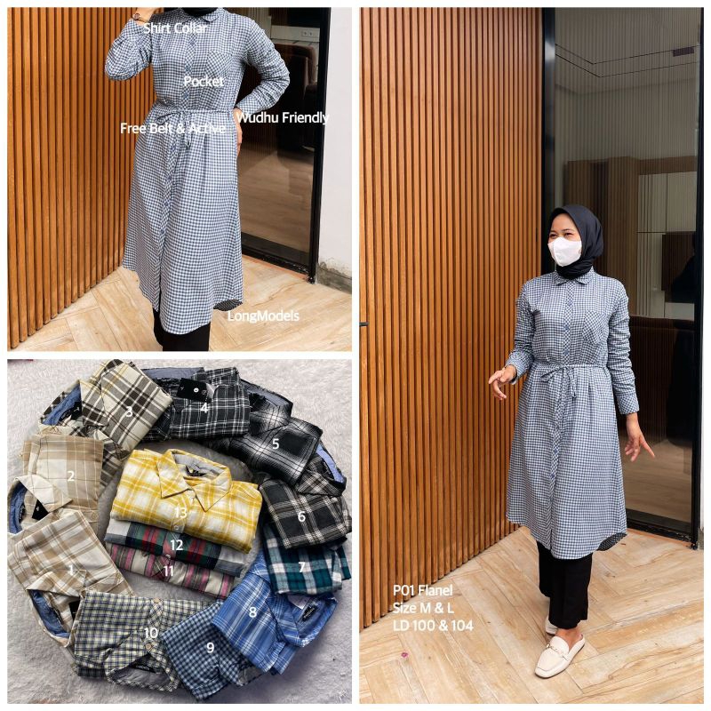 Akleema Long Tunik Flanel By Nurama Shirt