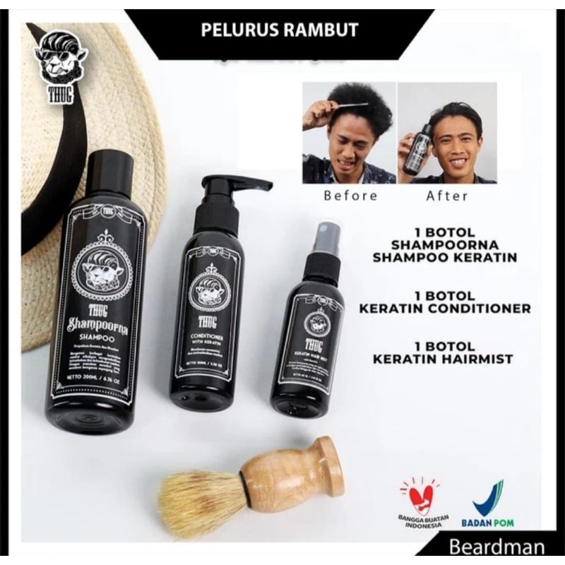 Thug Keratin Shampoo Conditioner Hair Mist Pelurus Rambut