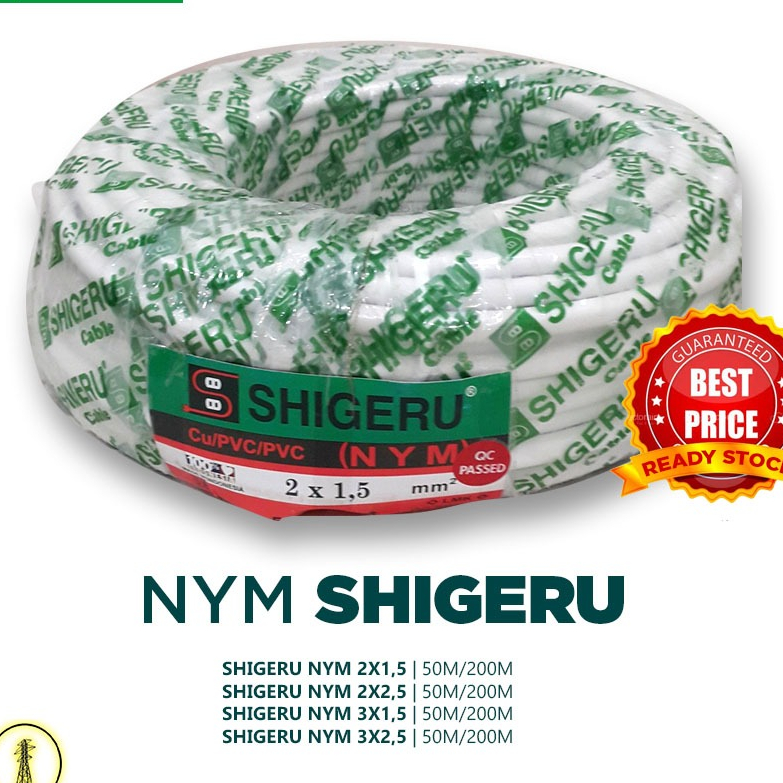 Kabel Listrik NYM 2x2,5mm 2x2.5 mm 50M SHIGERU | Kabel NYM | SNI ASLI
