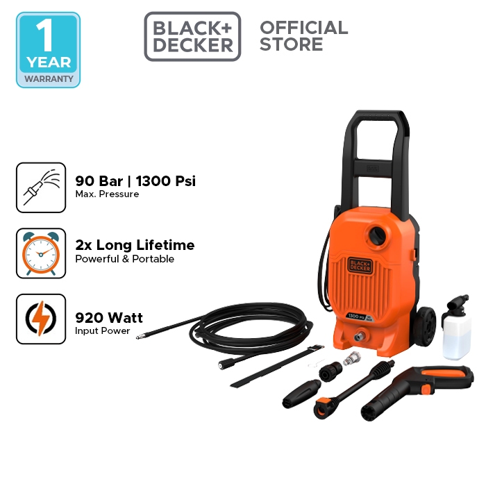 Black+Decker Mesin Steam Cuci Steam Kendaraan 920W BEPW1600LLP-B1