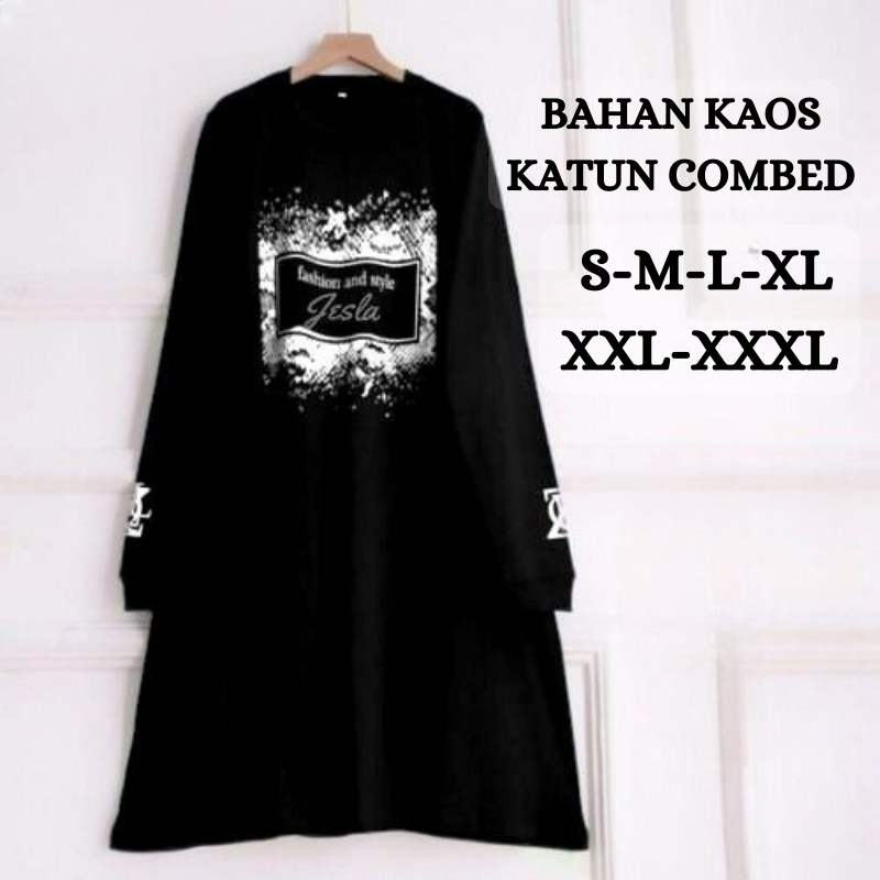 Baju Atasan Wanita Oversize Jesla Tunik BO S M L XL XXL XXXL Kaos Katun Combed Baju Tunik Kaos Lenga