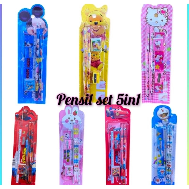 

Alat tulis pensil set anak sekolah / alat tulis karakter set 5in1
