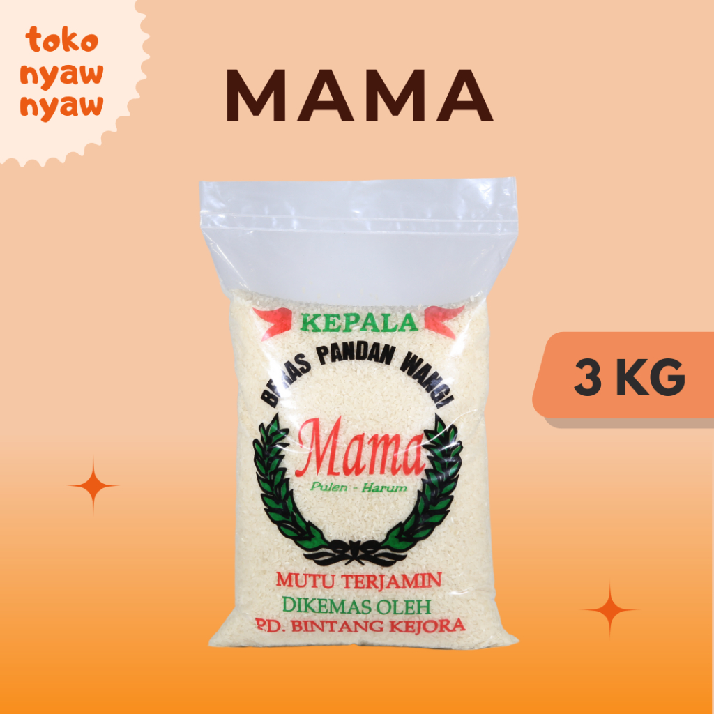 

Beras Pandan Wangi super cap MAMA 3kg - Nyaw Nyaw - Padi Mas