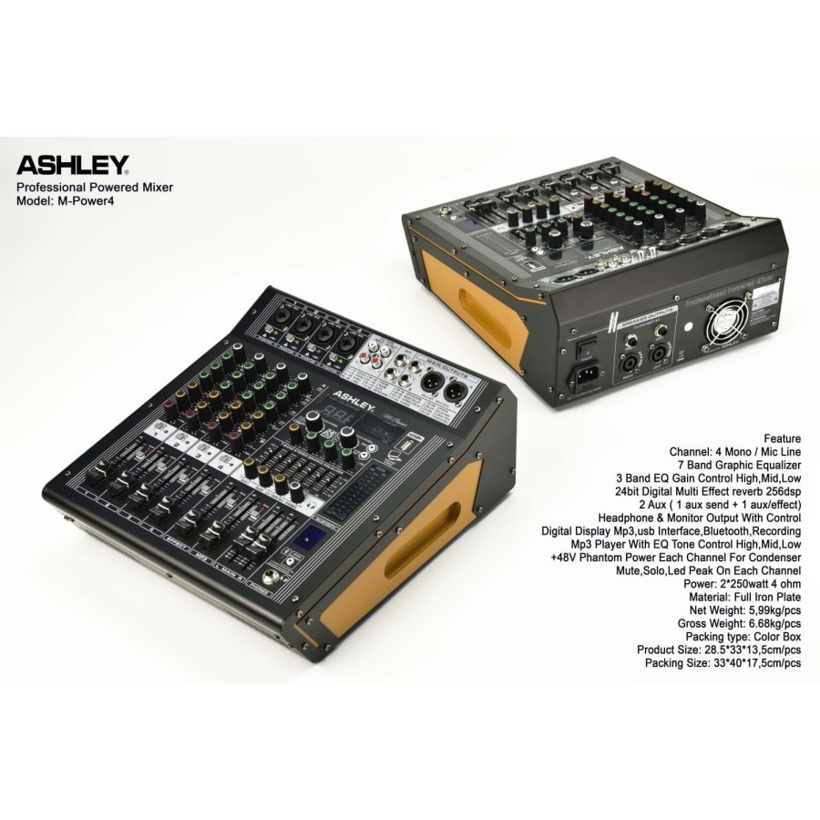 Power Mixer Ashley MPower 4 Channel M-Power4 M4 500 watt Studio ORIGINAL
