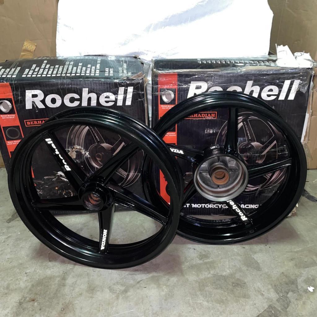 VELG MEGAPRO HITAM TAPAK LEBAR SET DEPAN BELAKANG VELG HONDA MP ROCHEL