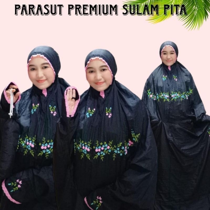 Mukena Terusan Dewasa Parasut Sulam Pita Travelling