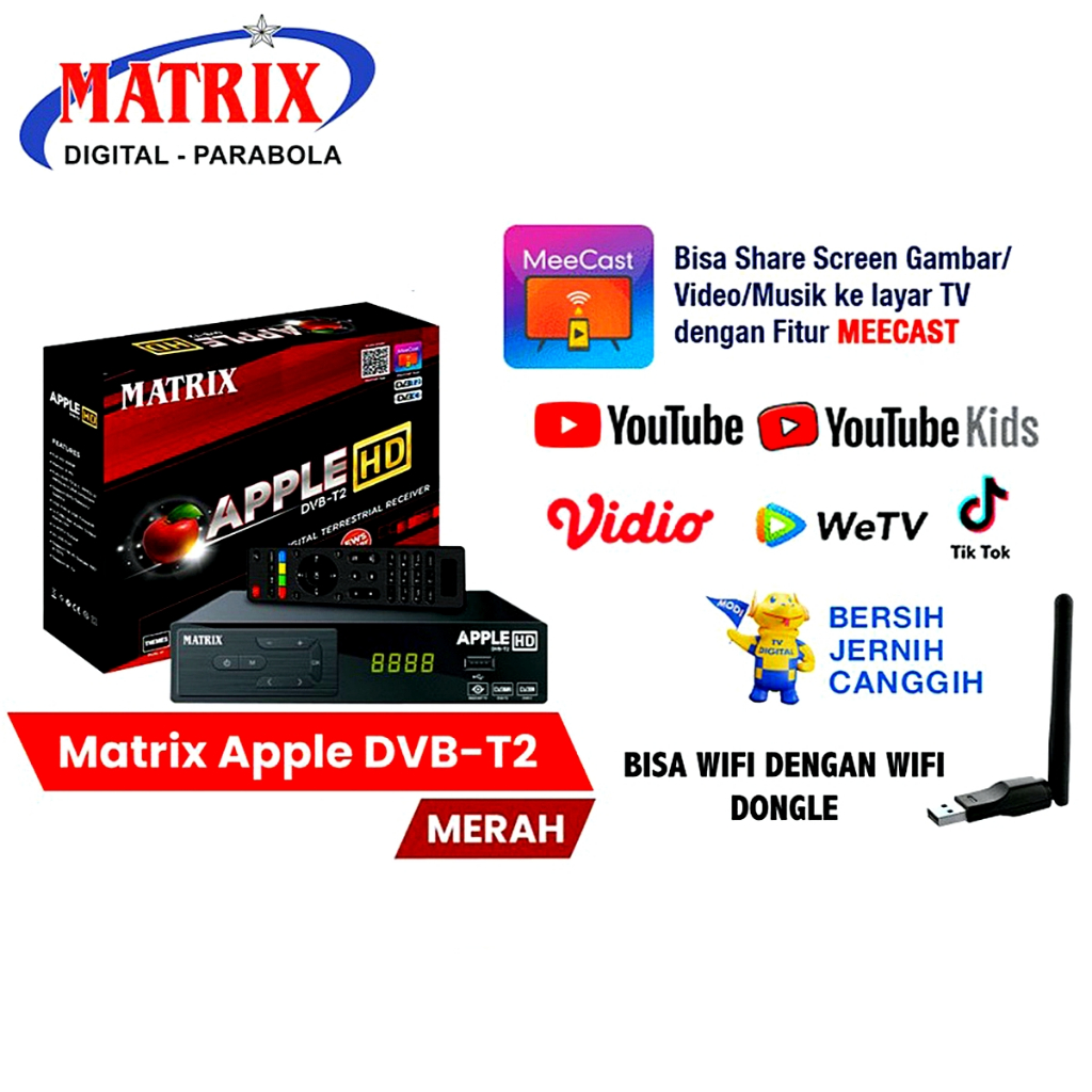 SET TOP BOX TV DIGITAL MATRIX APPLE DVB T2 EWS HD / SET TOP BOX TV DIGITAL MATRIX / ALAT TV DIGITAL 