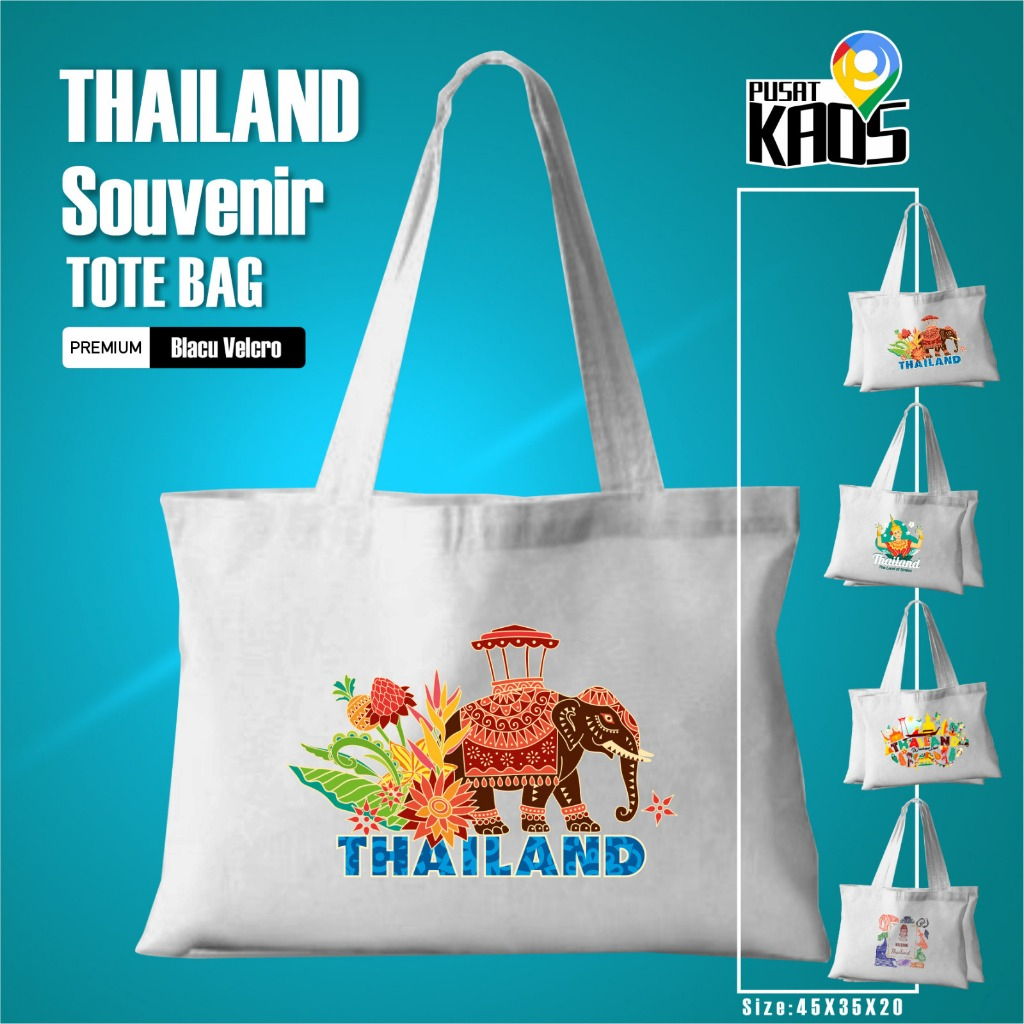 Pusatkaos Totebag bag, tas oleh oleh khas Thailand, Bangkok Banyak Varian Gambar