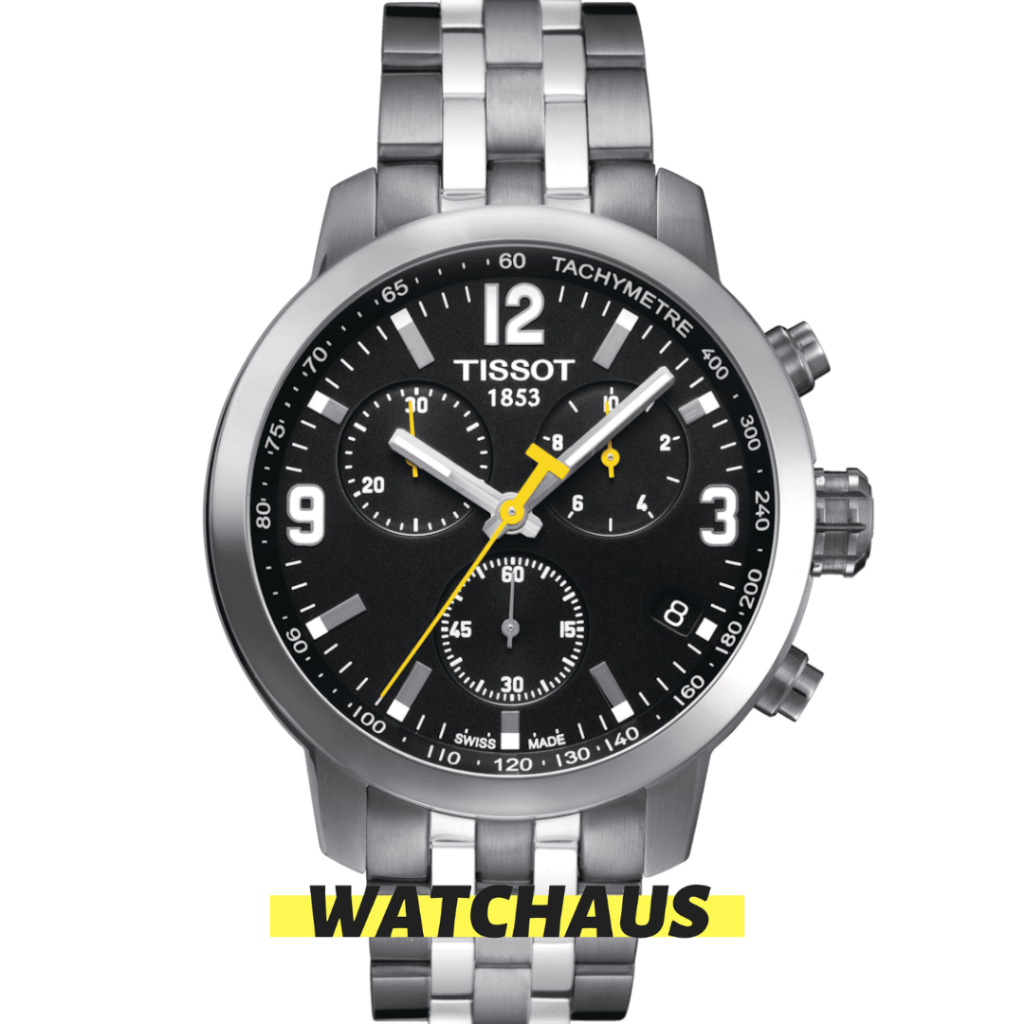 JAM TANGAN PRIA TISSOT T055.417.11.057.00 T0554171105700 PRC 200 ANALOG CHRONOGRAPH SILVER BLACK STA