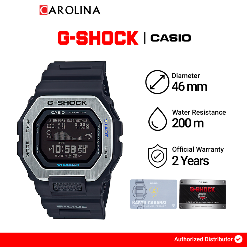 Jam Tangan Pria Casio G-Shock G-Lide GBX-100-1D Black Digital Dial Black Resin Band