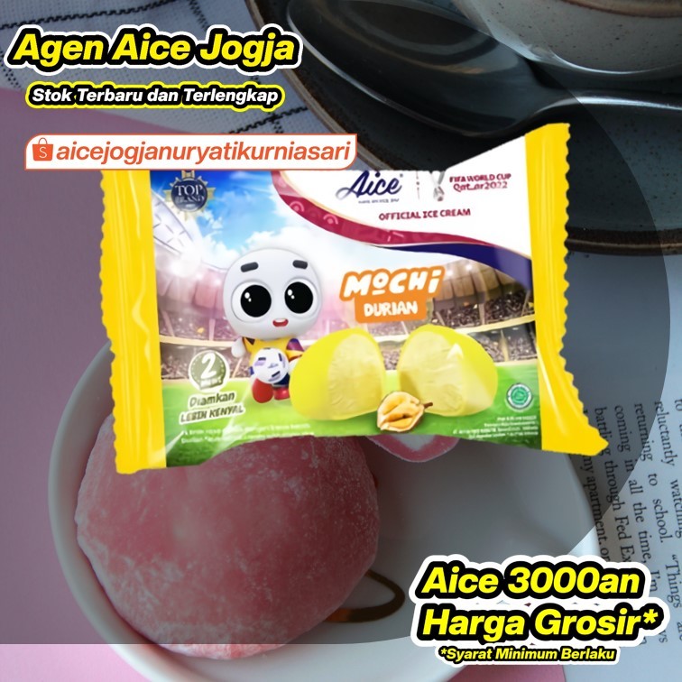 

Es Krim Aice Mochi Durian isi 40 / Ice Cream Aice Moci Durian 1dus 3000an