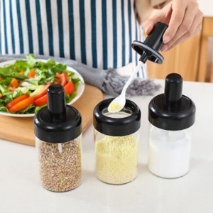 Botol Bumbu Dapur Garam / Tempat Minyak Garam Kaca /Toples Wadah Bumbu Kaca Kedap Udara UNCLEJACOB