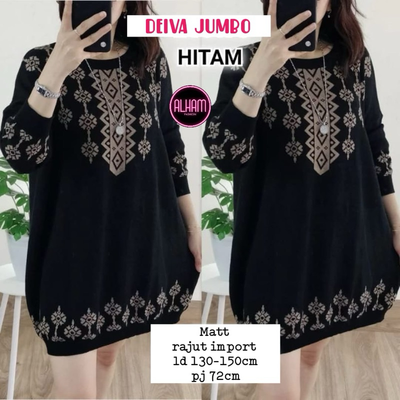 Deiva Sweater Atasan Rajut Jumbo Oversize Motif Bunga Stretch