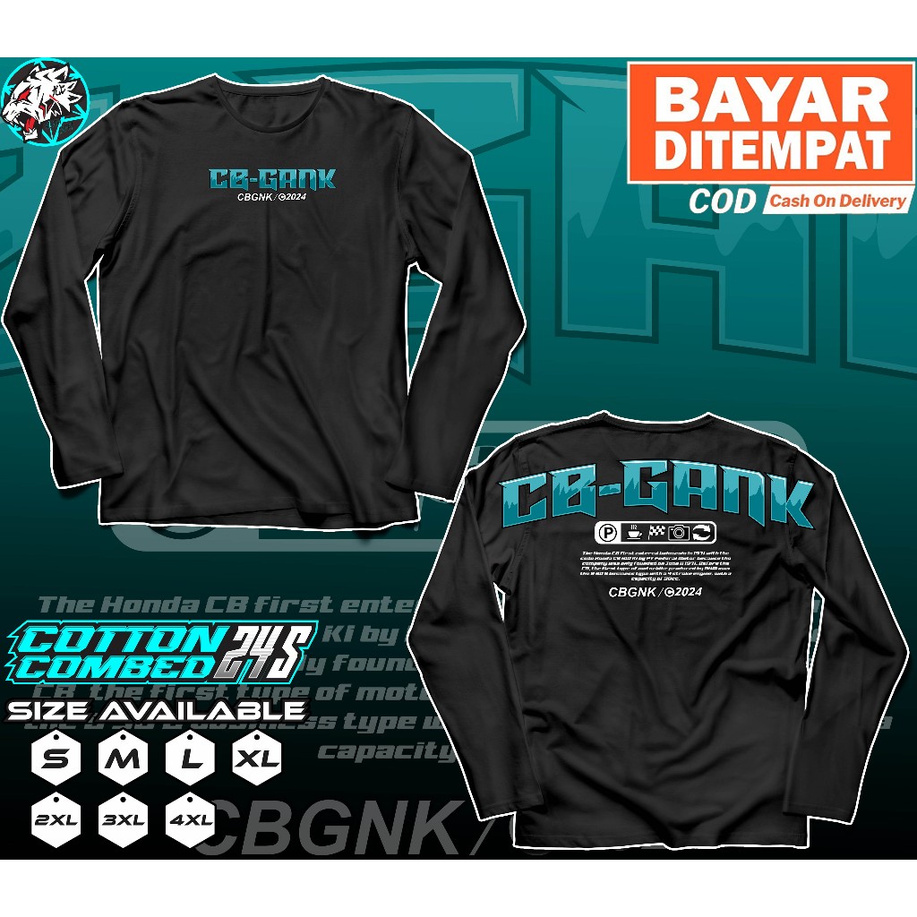 Kaos Lengan Panjang Racing CB GANK Baju Distro Motor Herex CB GL Honda Gank Tshirt Otomotif