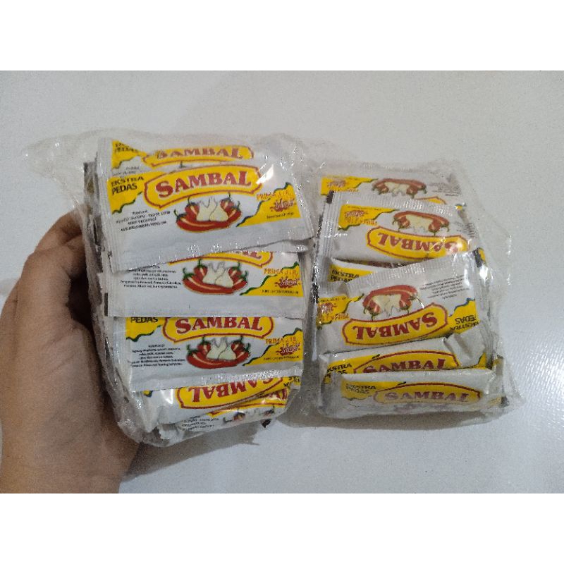 

Prima Hot sambal Extra pedas 1pack isi 25pcs
