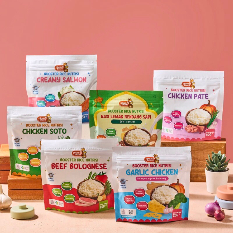 PROMO TERMURAH beras mpasi bb booster single protein plum and blum makanan anak masakan garlic chick