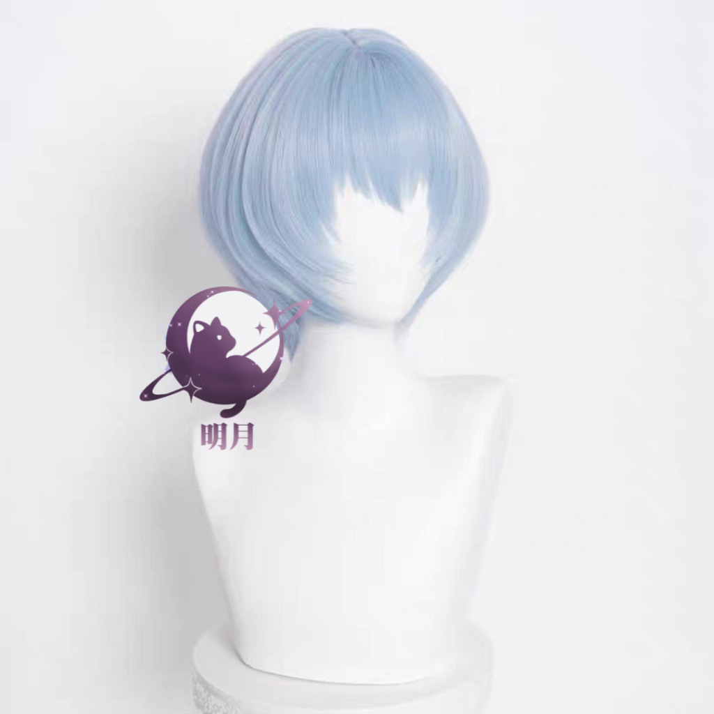 [Minyue] Wig Cosplay Ayanami Rei pendek Evangelion