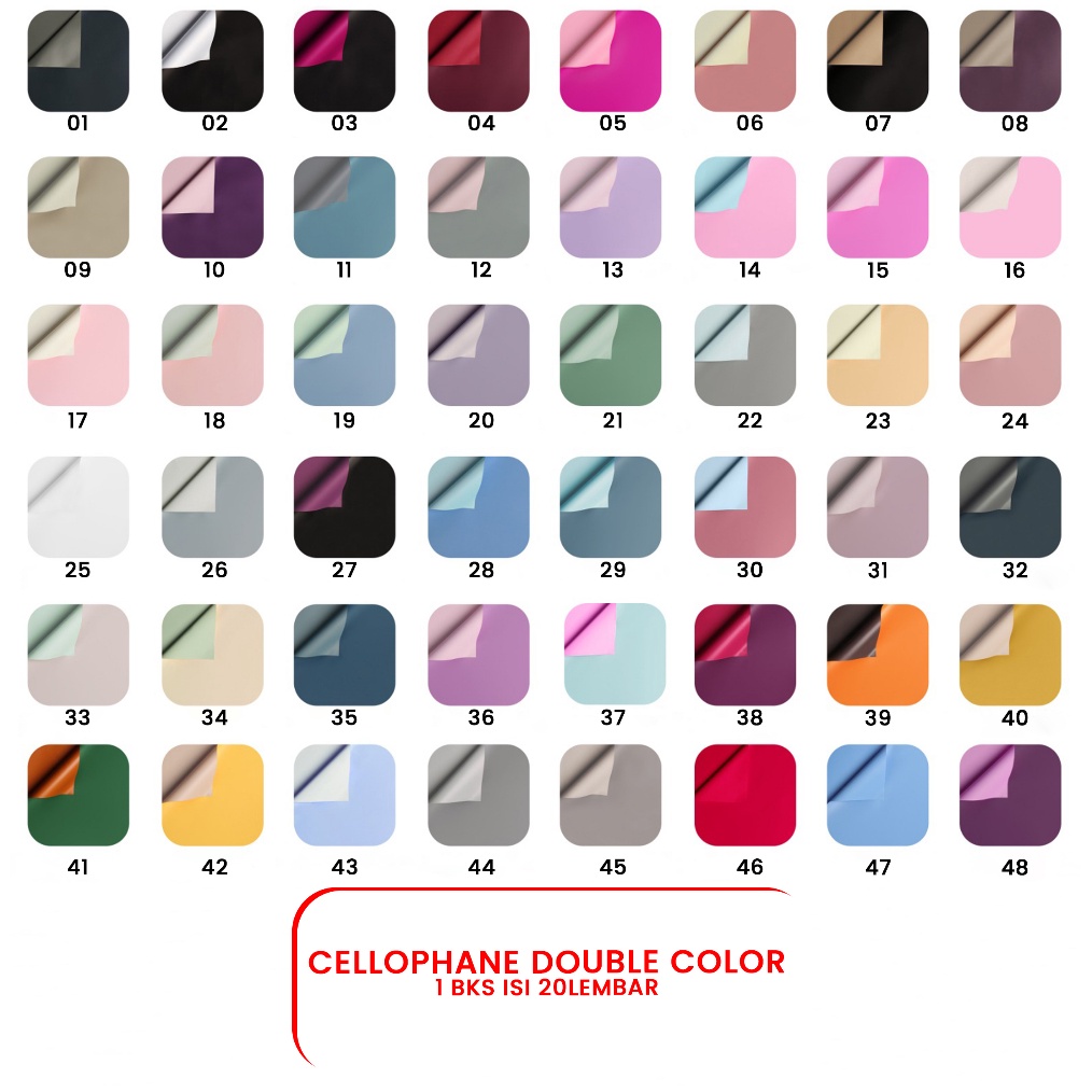 

Terlaris 2 Lembar Kertas Buket Bunga Dua Warna Flower Wrapping Paper Double Colour Cellophane Double Colour