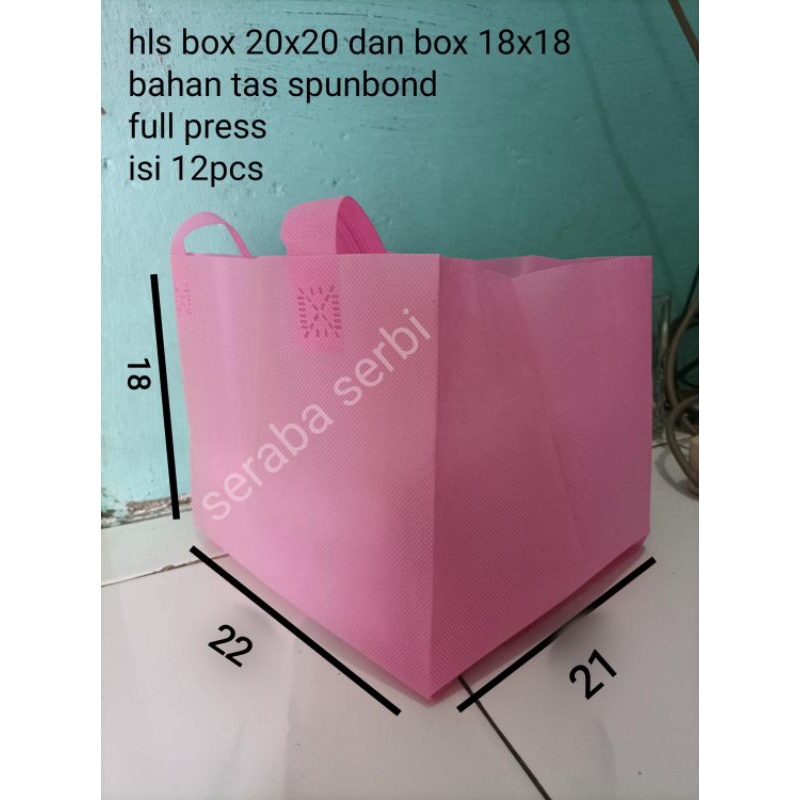 

Terlaris tas hls box 2x2 tas spunbond tas goodiebag tas hajatan tas box nasi tas besek tas kotak nasi