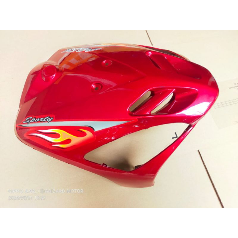 tameng cover depan mio sporty merah maroon striping