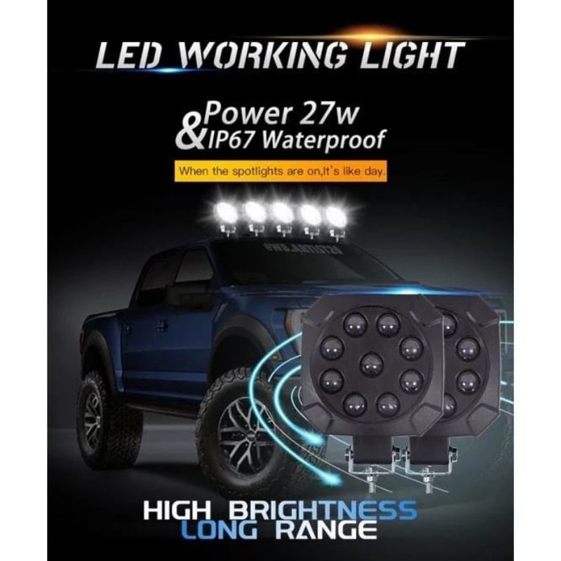 Lampu Sorot 27W Lampu Sorot Mobil Car Work Light Lampu Tembak Mobil
