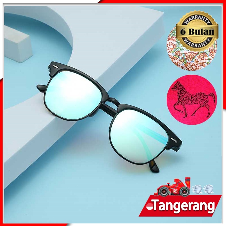 ART C44I Kacamata Buta Warna Parsial Kacamata Koreksi Buta Warna Hijau Merah Bingkai Persegi Panjang