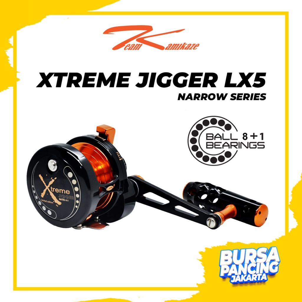 Team Kamikaze Reel Pancing Overhead Xtreme Jigger Narrow Series RX5 - LX5 8+1BB Limited Edition Narr