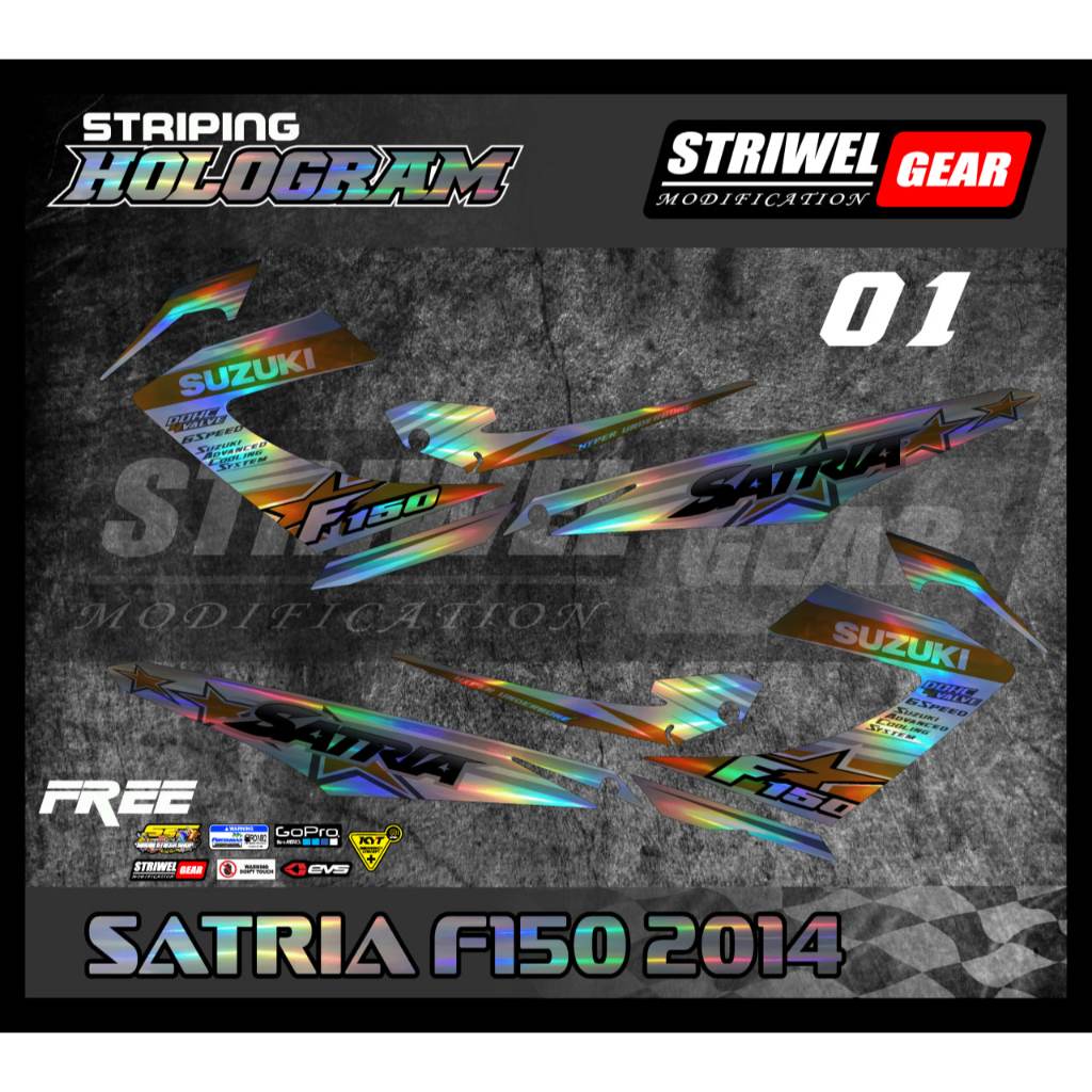Satria FU Stiker Striping Ori Hologram Satria F150 2014/Satria Karbu Facelift