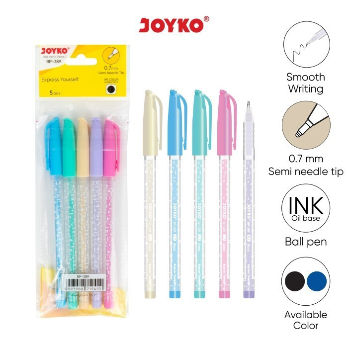 

1 Set isi 5 Pcs Ball Pen Pulpen Pena Joyko BP-389 Express Yourself 0.7 mm