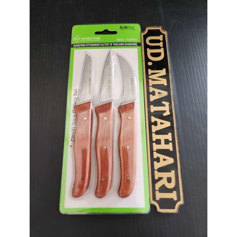 Pisau Garnish set 3 in 1 / Pisau Ukir Buah Dan sayur / Pisau Dapur Stainless / Pisau Dapur Gerigi