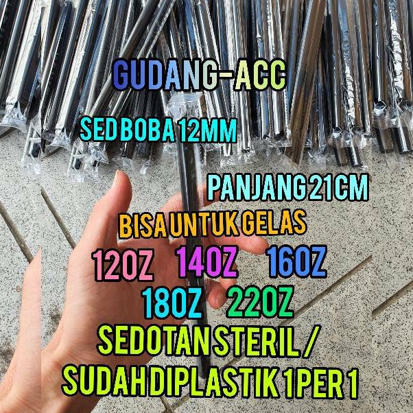 Mewah PIPA SEDOTAN PLASTIK 12MM 21CM BUBBLE BOBA COCHOC STERIL RUNCING LURUS ISI 25 PCS Xiboba 1221