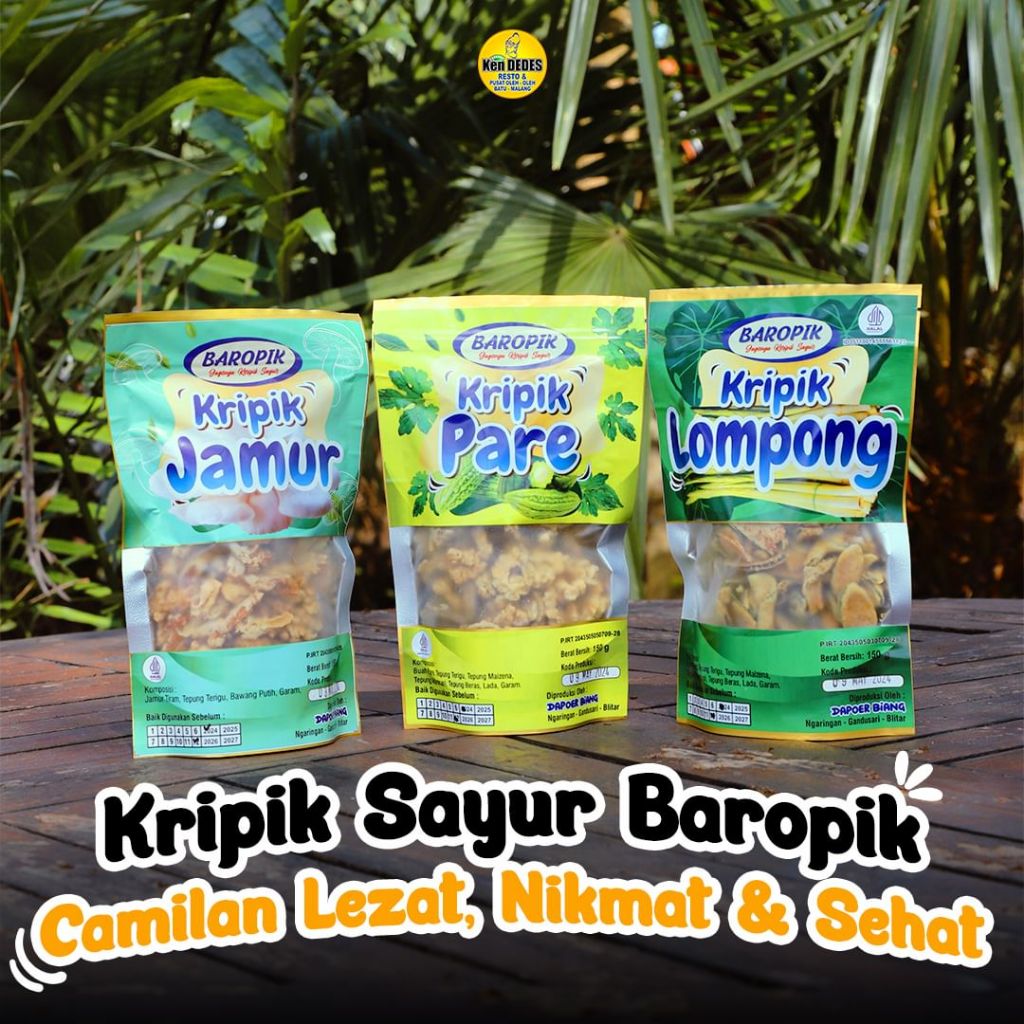 

Keripik Sayur Jamur Pare Lompong BAROPIK Crunch Enak Gurih 150 gr
