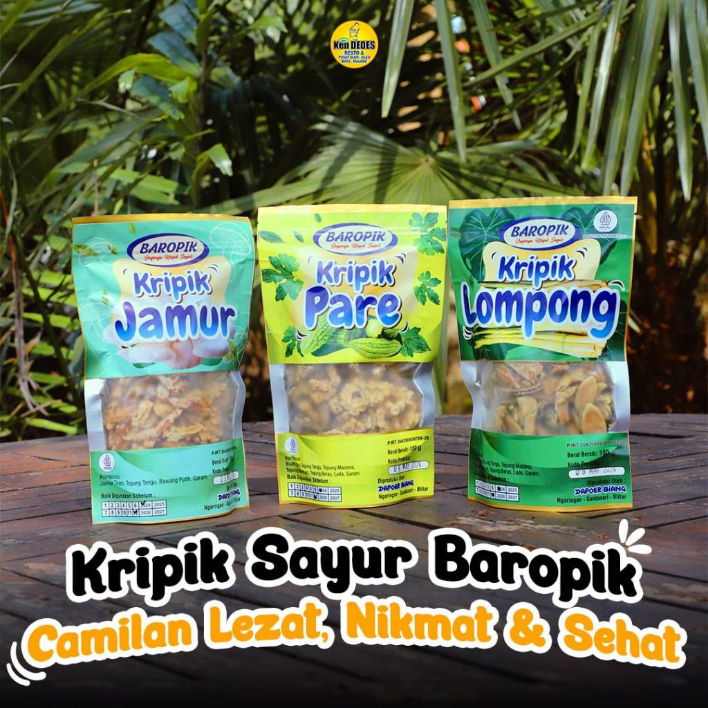 

Keripik Sayur Jamur Pare Lompong BAROPIK Crunch Enak Gurih 150 gr