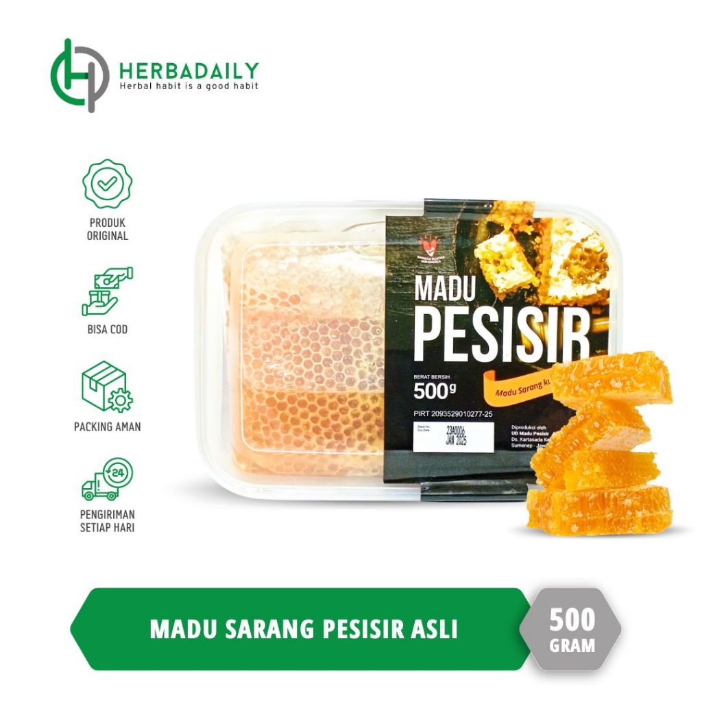 

MADU SARANG PESISIR Madu Sarang Melifera Asli Premium 500 Gr PIRT