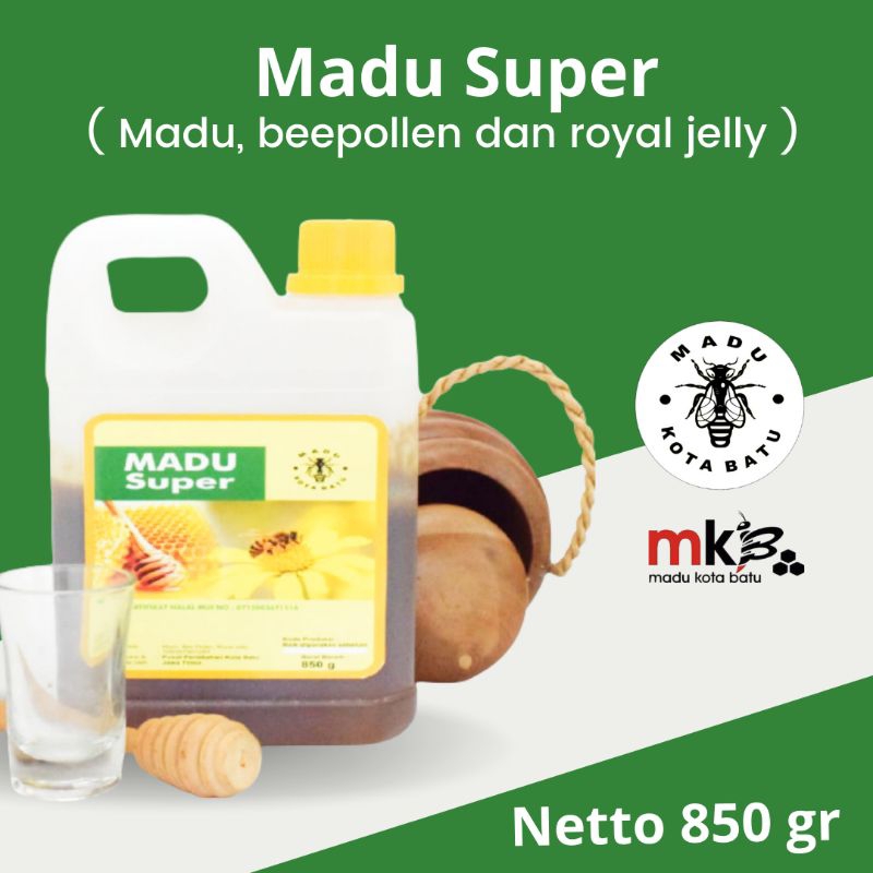 

Madu Asli Murni Super 3 IN 1 (madu, Beepollen dan royal jelly) Jirigen 850 gr