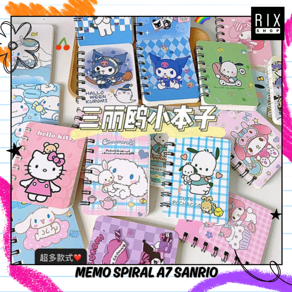 

RIX Memo Spiral Mini Sanrio A7 / Buku Tulis Mini Note Book Sanrio