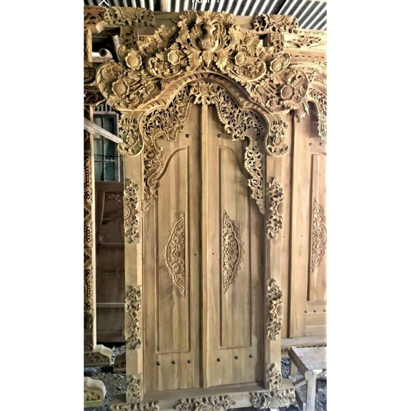 pintu gebyok style bali/pintu kamar ful kayu jati ukir jepara