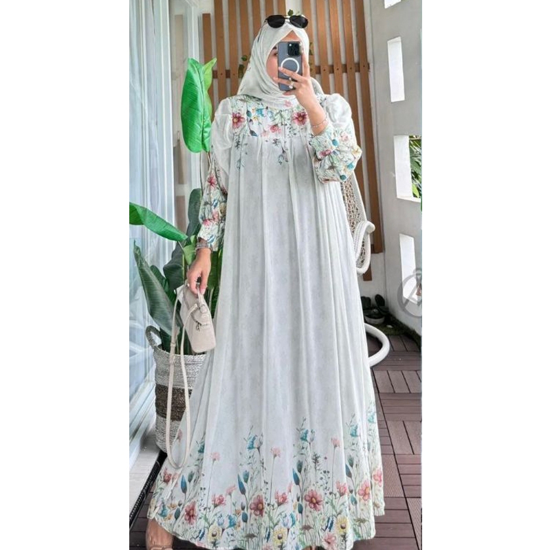 GAMIS CERUTI FLOWER | GAMIS CERUTI MOTIF BUNGA BUSUI, FULL PURING | GAMIS MODIS SEDANG VIRAL