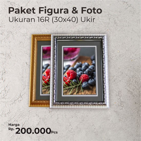 PAKET Pigura Figura Bingkai Frame & Cetak Foto 16R
