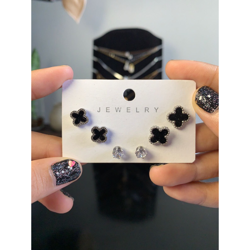 ANTING SILVER BUNGA HITAM