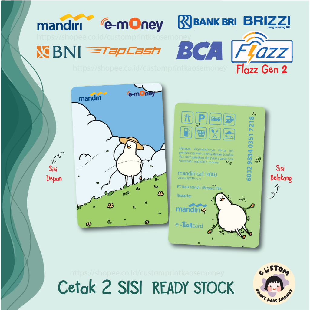 KARTU E MONEY E TOLL ANIMAL KARTUN ANGSA WHITE PUTIH CUTE MANDIRI TAPCASH BRIZZI FLAZZ GEN 2 2 SISI
